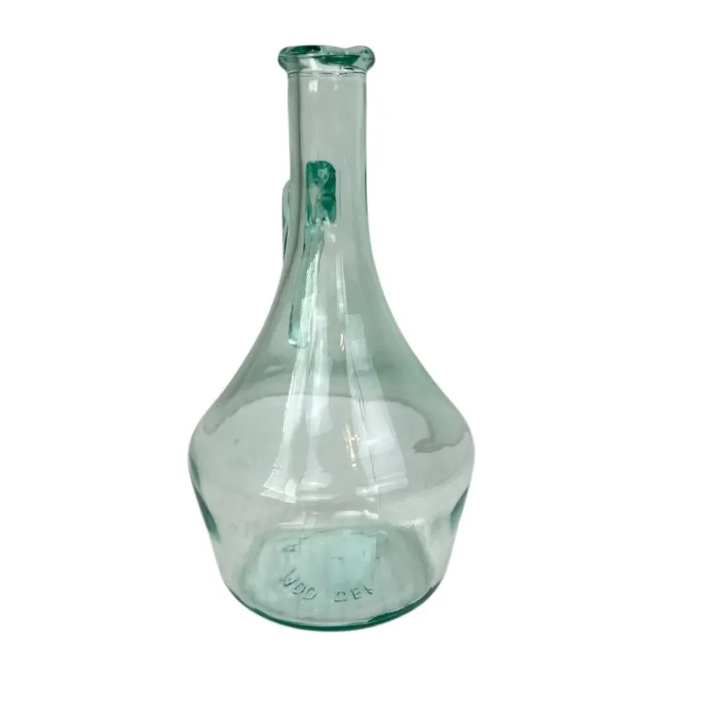 Vintage Aqua Blue Glass Pitcher Cruet Depression Wine Water 1000 ml / 33.8 oz